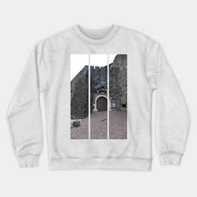 Gorizia, Italy. The castle. It stands between the walls of the ancient village, what medieval sources cite as Upper Land. Friuli Venezia Giulia. Sunny spring afternoon day (vertical) Crewneck Sweatshirt by fabbroni-art